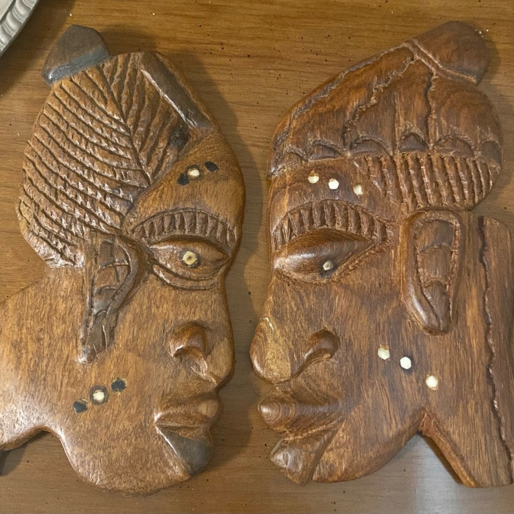Handmade Vintage Tribal Art head Mask (2)  wood
